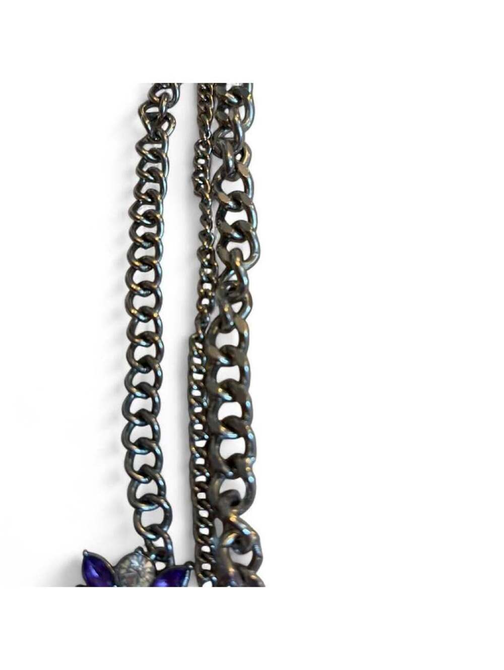 Purple Rhinestone Multi-Strand Statement Necklace - Picture 3 of 5